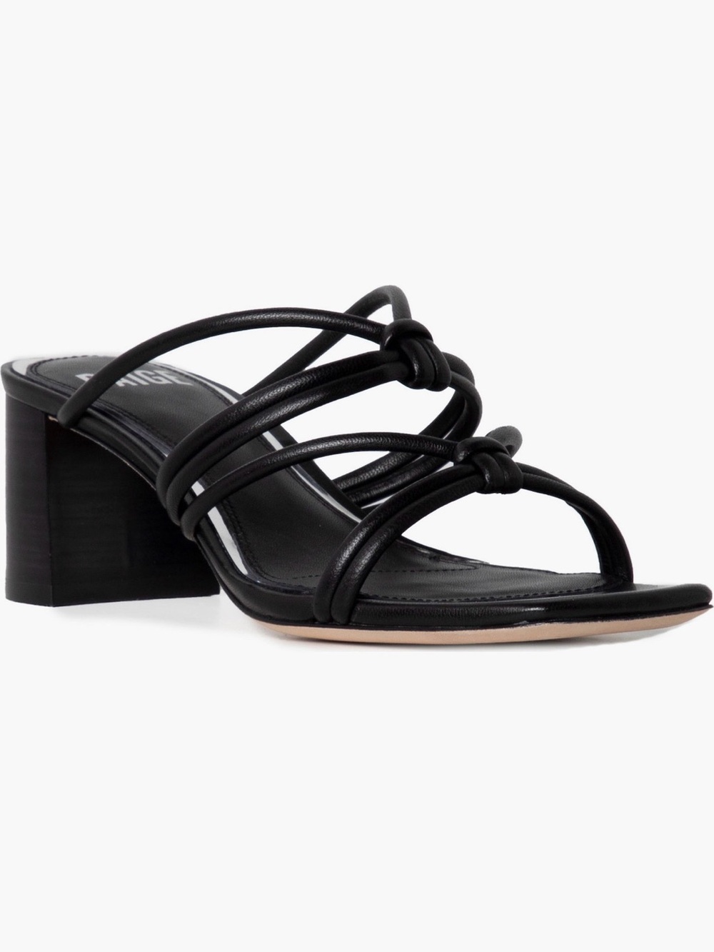 PAIGE Black Knotted Strappy Block Heel Sandals